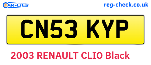 CN53KYP are the vehicle registration plates.