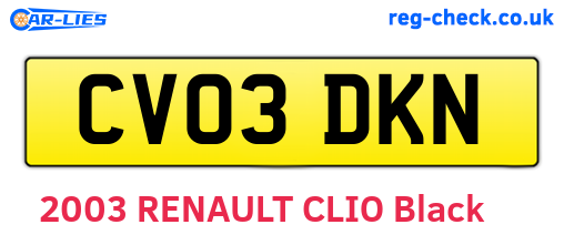 CV03DKN are the vehicle registration plates.