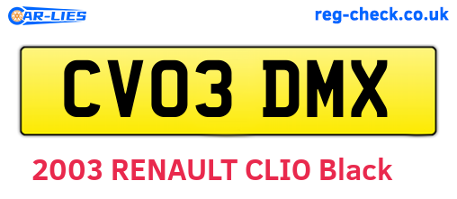 CV03DMX are the vehicle registration plates.