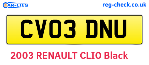 CV03DNU are the vehicle registration plates.