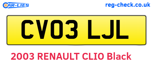 CV03LJL are the vehicle registration plates.