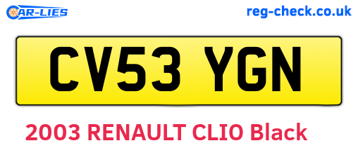 CV53YGN are the vehicle registration plates.