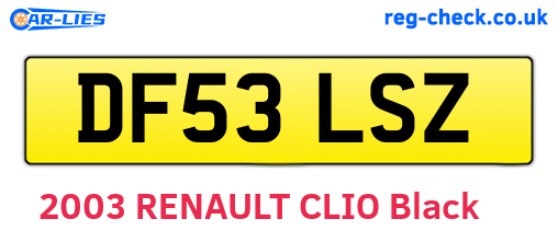 DF53LSZ are the vehicle registration plates.