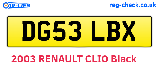 DG53LBX are the vehicle registration plates.