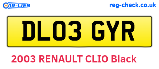 DL03GYR are the vehicle registration plates.