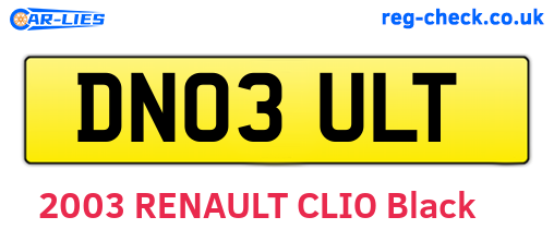 DN03ULT are the vehicle registration plates.
