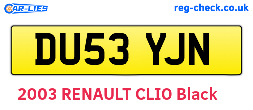 DU53YJN are the vehicle registration plates.