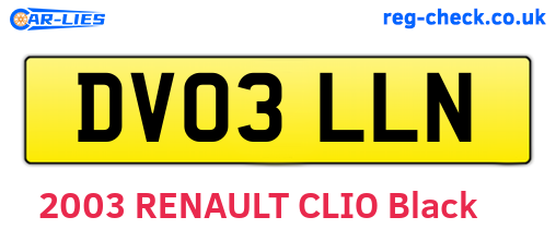 DV03LLN are the vehicle registration plates.