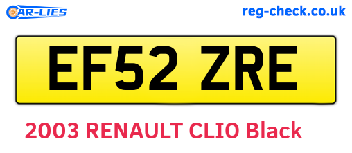 EF52ZRE are the vehicle registration plates.