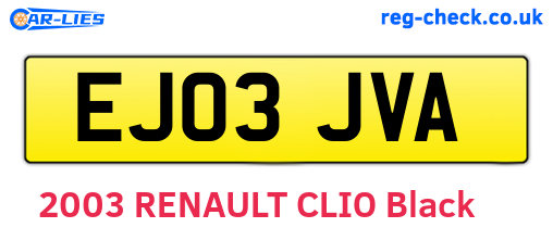 EJ03JVA are the vehicle registration plates.