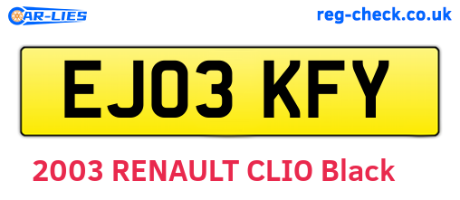 EJ03KFY are the vehicle registration plates.