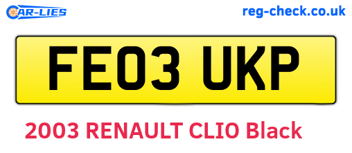 FE03UKP are the vehicle registration plates.