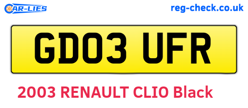 GD03UFR are the vehicle registration plates.
