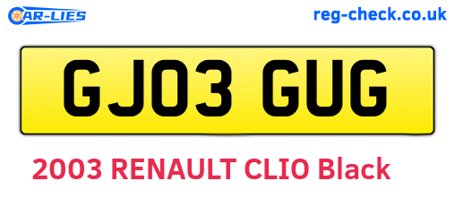 GJ03GUG are the vehicle registration plates.