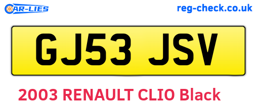 GJ53JSV are the vehicle registration plates.