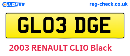 GL03DGE are the vehicle registration plates.