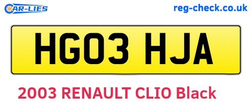 HG03HJA are the vehicle registration plates.