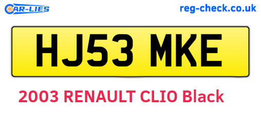 HJ53MKE are the vehicle registration plates.
