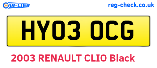 HY03OCG are the vehicle registration plates.