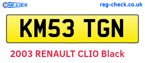 KM53TGN are the vehicle registration plates.