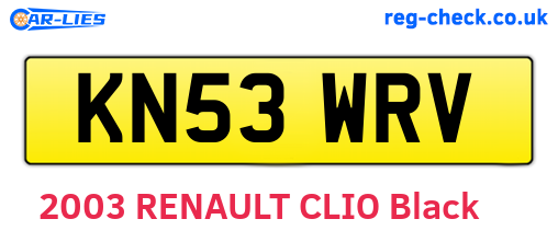 KN53WRV are the vehicle registration plates.