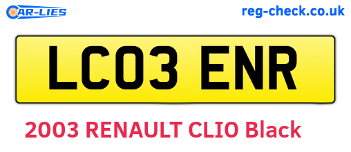 LC03ENR are the vehicle registration plates.