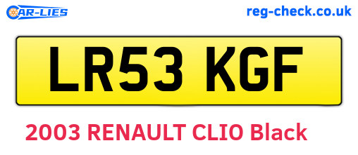 LR53KGF are the vehicle registration plates.