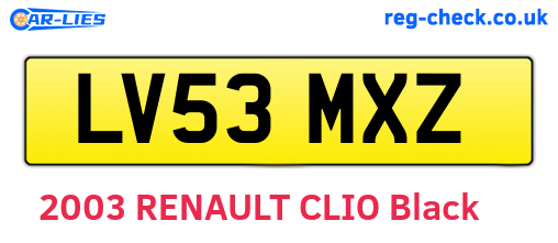 LV53MXZ are the vehicle registration plates.