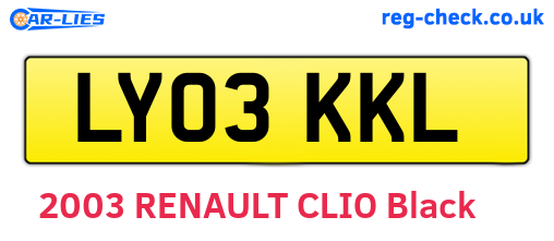 LY03KKL are the vehicle registration plates.