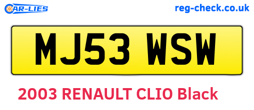 MJ53WSW are the vehicle registration plates.