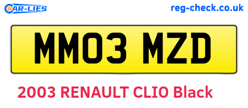 MM03MZD are the vehicle registration plates.