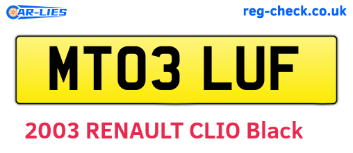 MT03LUF are the vehicle registration plates.