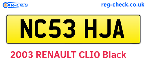 NC53HJA are the vehicle registration plates.
