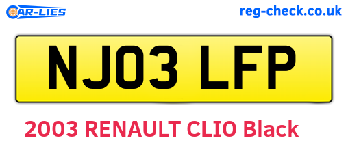 NJ03LFP are the vehicle registration plates.