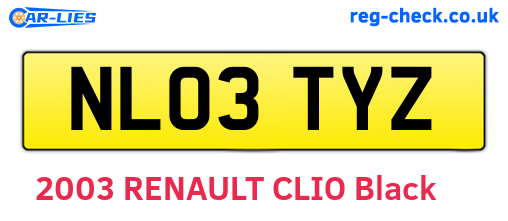 NL03TYZ are the vehicle registration plates.