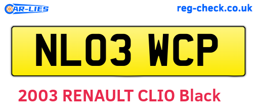 NL03WCP are the vehicle registration plates.