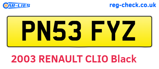 PN53FYZ are the vehicle registration plates.