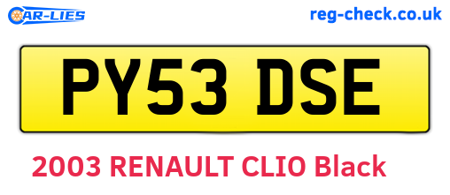 PY53DSE are the vehicle registration plates.