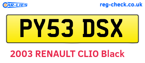 PY53DSX are the vehicle registration plates.