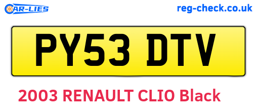 PY53DTV are the vehicle registration plates.