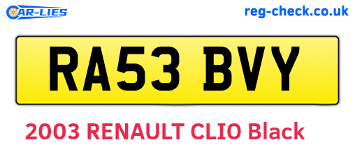 RA53BVY are the vehicle registration plates.