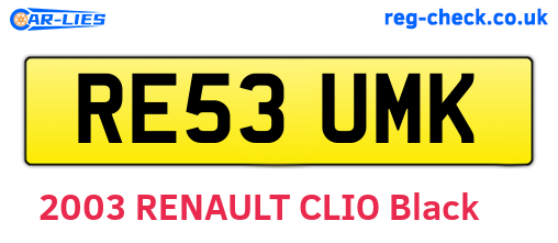 RE53UMK are the vehicle registration plates.