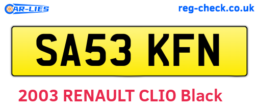 SA53KFN are the vehicle registration plates.