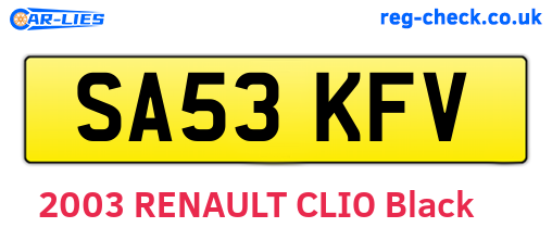 SA53KFV are the vehicle registration plates.
