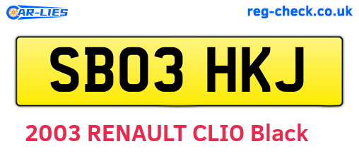 SB03HKJ are the vehicle registration plates.