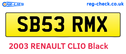 SB53RMX are the vehicle registration plates.