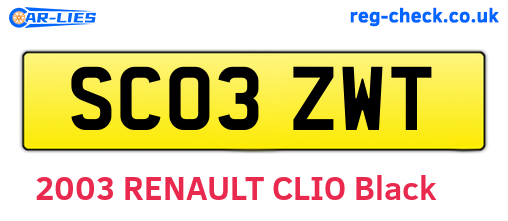 SC03ZWT are the vehicle registration plates.