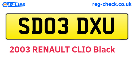 SD03DXU are the vehicle registration plates.