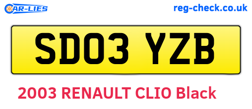 SD03YZB are the vehicle registration plates.