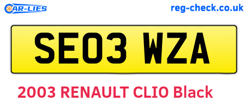 SE03WZA are the vehicle registration plates.